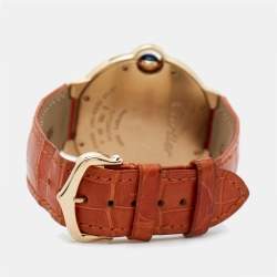 Pre Owned Cartier Silver 18K Rose Gold Alligator Leather Ballon Bleu 3003 Women's Wristwatch 36 MM