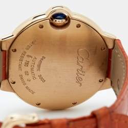 Pre Owned Cartier Silver 18K Rose Gold Alligator Leather Ballon Bleu 3003 Women's Wristwatch 36 MM