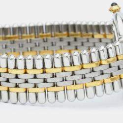 Pre Owned Cartier Silver Yellow Gold Plated And Stainless Steel Must 21 Quartz Women's Wristwatch 30 mm