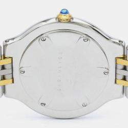 Pre Owned Cartier Silver Yellow Gold Plated And Stainless Steel Must 21 Quartz Women's Wristwatch 30 mm