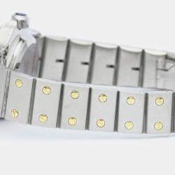 مملوكة مسبقًا Cartier White 18K Yellow Gold And Stainless Steel Santos Octagon Automatic Women's Wristwatch 24 mm