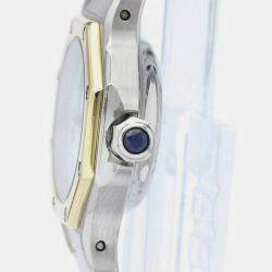 مملوكة مسبقًا Cartier White 18K Yellow Gold And Stainless Steel Santos Octagon Automatic Women's Wristwatch 24 mm