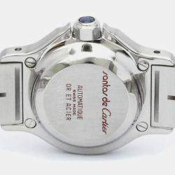 مملوكة مسبقًا Cartier White 18K Yellow Gold And Stainless Steel Santos Octagon Automatic Women's Wristwatch 24 mm
