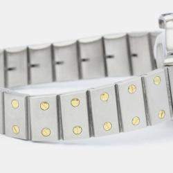 مملوكة مسبقًا Cartier White 18K Yellow Gold And Stainless Steel Santos Octagon Automatic Women's Wristwatch 24 mm