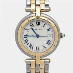 Pre Owned Cartier White 18K Yellow Gold Stainless Steel Panthere Vendome 183964 Quartz Women's Wristwatch 30 mm