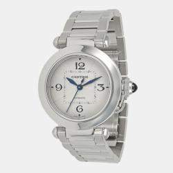 Cartier Silver Stainless Steel Pasha WSPA0013 Automatic Women's Wristwatch 35 mm