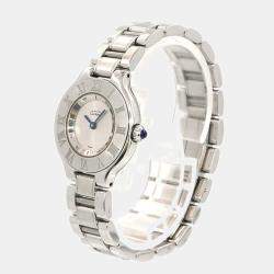 Pre Owned Cartier Silver Stainless Steel Must 21 de Cartier W10109T2 Women's Wristwatch 28 mm