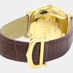 Pre Owned Cartier White Yellow Gold Plated Must de Cartier Women's Wristwatch 32 mm