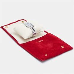 Pre Owned Cartier Silver Stainless Steel Diamond Panthere W4PN0007 Women's Wristwatch 22 mm