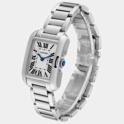 Cartier Tank Anglaise Small Silver Dial Steel Ladies Watch W5310022 30.2 x 22.7 mm