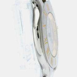Pre Owned Cartier Silver Yellow Gold Plated Stainless Steel Must 21 W10072R6 Quartz Women's Wristwatch 31 mm