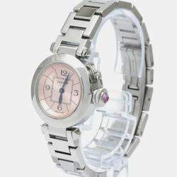مملوكة مسبقًا Cartier Pink Stainless Steel Miss Pasha W3140008 Quartz Women's Wristwatch 27 mm