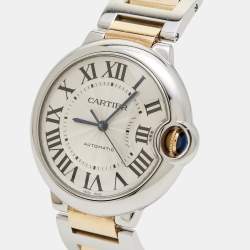 Pre Owned Cartier Silver 18K Yellow Gold Stainless Steel Ballon Bleu De Cartier 3284 Women's Wristwatch 36 mm