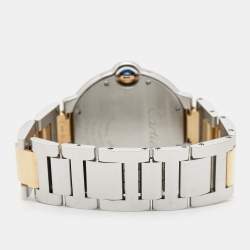 Pre Owned Cartier Silver 18K Yellow Gold Stainless Steel Ballon Bleu De Cartier 3284 Women's Wristwatch 36 mm