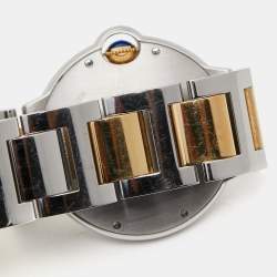 Pre Owned Cartier Silver 18K Yellow Gold Stainless Steel Ballon Bleu De Cartier 3284 Women's Wristwatch 36 mm