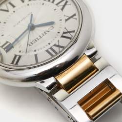 Pre Owned Cartier Silver 18K Yellow Gold Stainless Steel Ballon Bleu De Cartier 3284 Women's Wristwatch 36 mm