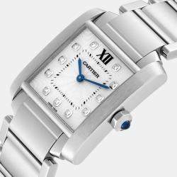 Cartier Tank Francaise Midsize Diamond Steel Ladies Watch WE110007 25 x 30 mm