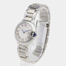 Cartier Silver Stainless Steel Ballon Bleu 3009 Quartz Women's Wristwatch 28 mm