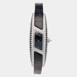 Cartier Black 18k White Gold Himalia Quartz Women s Wristwatch