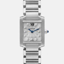 Cartier Tank Francaise Small Steel Diamond Dial Ladies Watch WE110006 20 x 25 mm