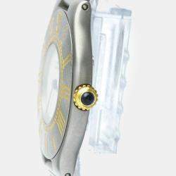 Pre Owned Cartier Silver 18k Yellow Gold Plated Stainless Steel Must 21 W10050F4 Women's Wristwatch 30 mm