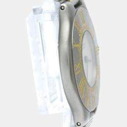 Pre Owned Cartier Silver 18k Yellow Gold Plated Stainless Steel Must 21 W10050F4 Women's Wristwatch 30 mm