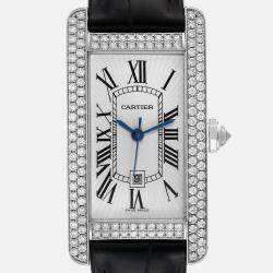 Cartier Tank Americaine White Gold Diamond Ladies Watch 2490 22.0 mm x 41.0 mm