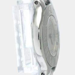Pre Owned Cartier Silver Stainless Steel Must 21 de Cartier W10109T2 Quartz Women's Wristwatch 28 mm