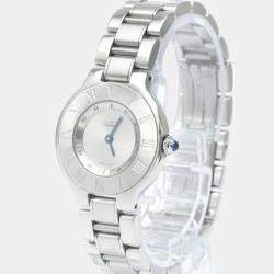 Pre Owned Cartier Silver Stainless Steel Must 21 de Cartier W10109T2 Quartz Women's Wristwatch 28 mm