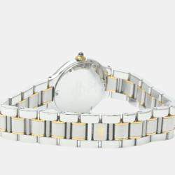 Pre Owned Cartier Silver Yellow Gold Plated Stainless Steel Must 21 de Cartier W10073R6 Women's Wristwatch 28 mm