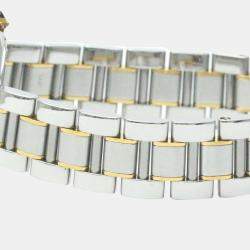 Pre Owned Cartier Silver Yellow Gold Plated Stainless Steel Must 21 de Cartier W10073R6 Women's Wristwatch 28 mm