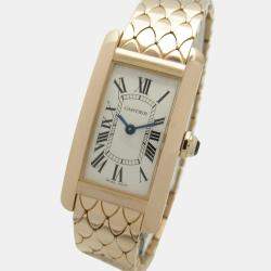 Cartier Silver 18k Rose Gold Tank Americaine W2620031 Automatic Women's Wristwatch 19 mm