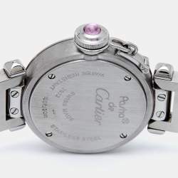 Pre Owned Cartier Pink Stainless Steel Miss Pasha W3140008 Women's Wristwatch 27 mm