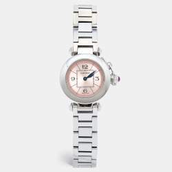 Pre Owned Cartier Pink Stainless Steel Miss Pasha W3140008 Women's Wristwatch 27 mm