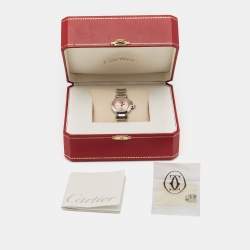 Pre Owned Cartier Pink Stainless Steel Miss Pasha W3140008 Women's Wristwatch 27 mm