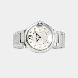 Cartier Silver Stainless Steel Ballon Blue We902075 Women's Watch 36MM