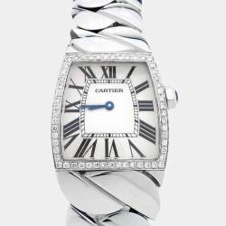 Cartier Silver Stainless Steel Diamond La Dona W660022I Women's Wristwatch 28 mm