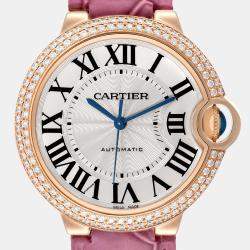 Cartier Ballon Bleu Automatic Rose Gold Diamond Ladies Watch 36.5 mm