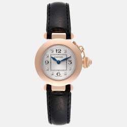 Cartier Pasha Rose Gold Silver Diamond Dial Ladies Watch 27 mm