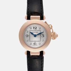 Cartier Pasha Rose Gold Silver Diamond Dial Ladies Watch 27 mm