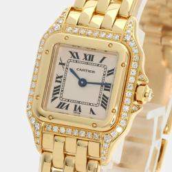 Cartier Ivory 18k Yellow Gold Panthere Quartz Women's Wristwatch 22 mm