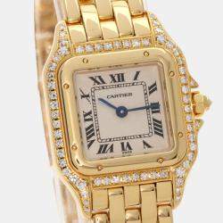 Cartier Ivory 18k Yellow Gold Panthere Quartz Women's Wristwatch 22 mm