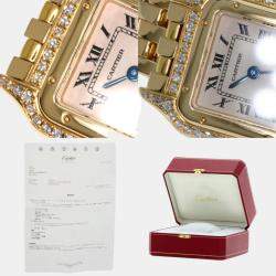 Cartier Ivory 18k Yellow Gold Panthere Quartz Women's Wristwatch 22 mm