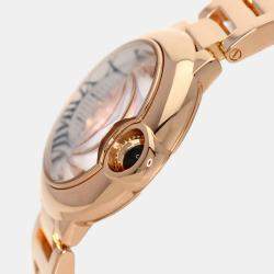 Cartier Silver 18k Rose Gold Ballon Bleu W69002Z2 Quartz Women's Wristwatch 28 mm