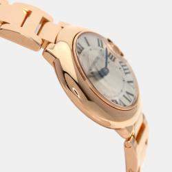 Cartier Silver 18k Rose Gold Ballon Bleu W69002Z2 Quartz Women's Wristwatch 28 mm