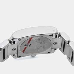 Pre Owned Cartier Silver Stainless Steel Diamond Tank Francaise W4TA0008 Women's Wristwatch 20 mm