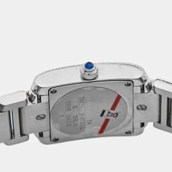 Pre Owned Cartier Silver Stainless Steel Diamond Tank Francaise W4TA0008 Women's Wristwatch 20 mm