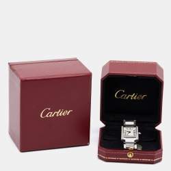 Pre Owned Cartier Silver Stainless Steel Diamond Tank Francaise W4TA0008 Women's Wristwatch 20 mm