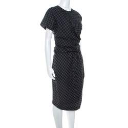 Carven Bicolor Checked Cotton Lace Trim Detail Dress M