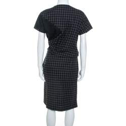 Carven Bicolor Checked Cotton Lace Trim Detail Dress M